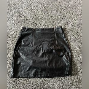 SHEIN leather double zip up skirt